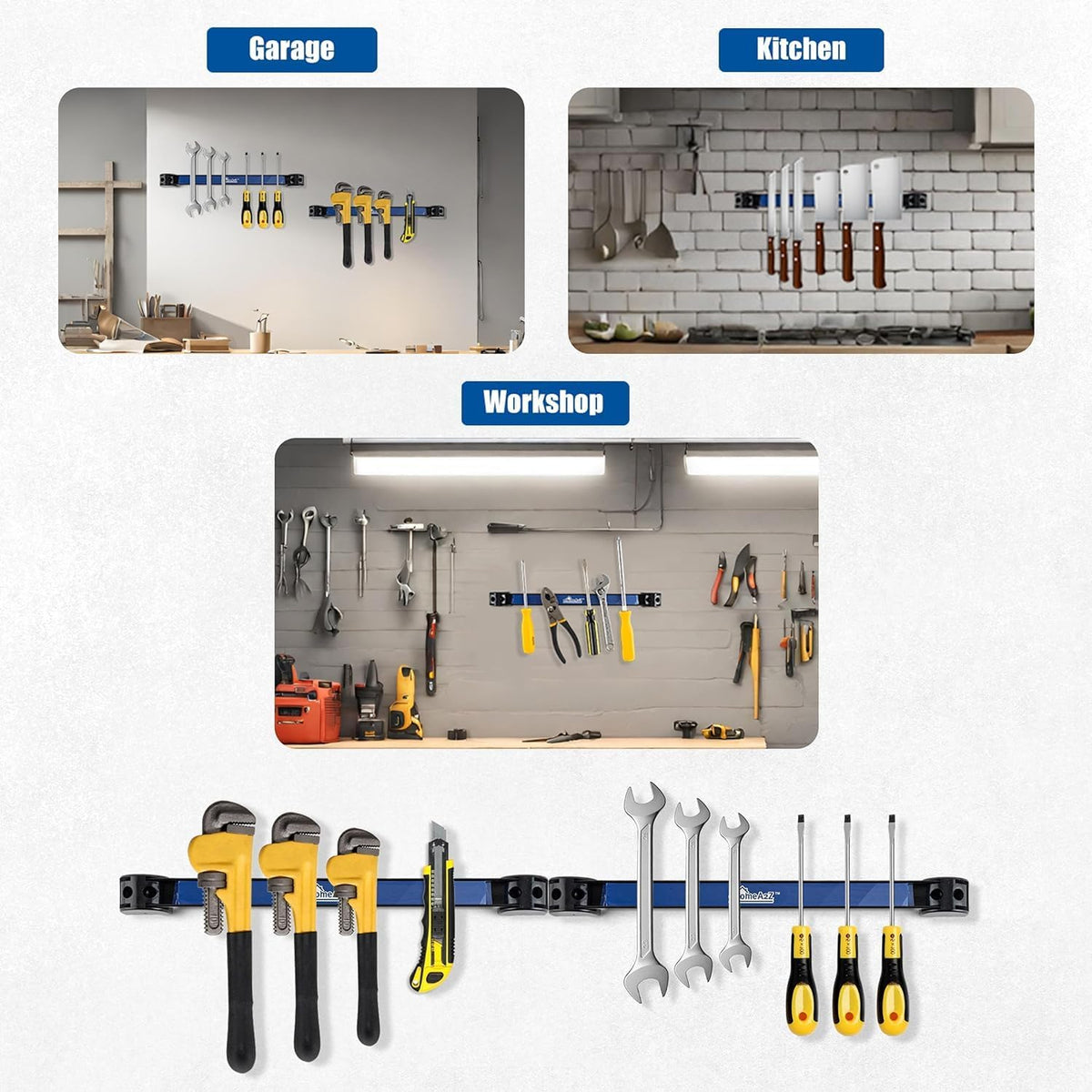 Magnetic Tool Holder (4 Pack) Heavy-Duty Rack, 18 Inch, Wall Mounted, Garage & Shop Organizer, Gifts for Men