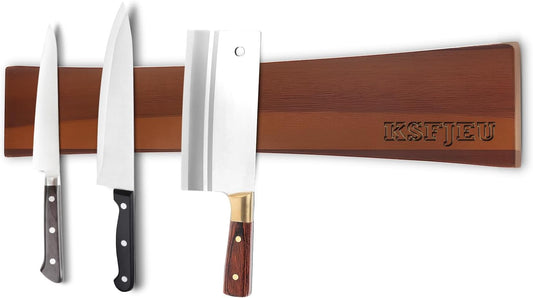 20 Inch Magnetic Knife Holder for Wall,Acacia Wood Double Sided Magnetic Knife Strip for Fridge,No Drilling