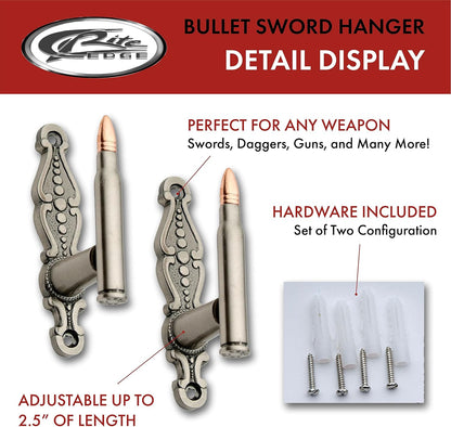 SZCO Supplies 4.25" Cast Metal Bullet Design Sword Hanger with Hardware