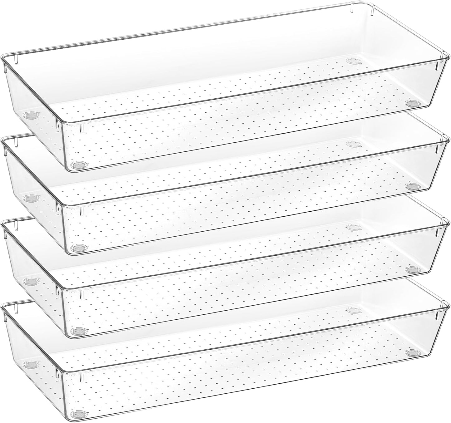 Expandable Silverware Organizer, Clear Plastic Food-Safe Cutlery Flatware Organizer, Kitchen Utensil Drawer Organizer, Adjustable Silverware Holder for Spoons Forks Knives, (6-9 Slots)