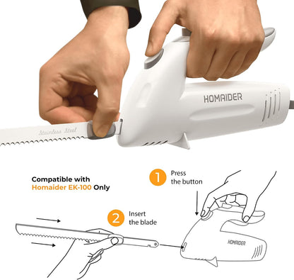 Electric Knife for Meat Slicing, Turkey, Carving Meat, Bread & More | Ergonomic Handle + 2 Carving Reciprocating Stainless Steel Blades and Serving Fork Included, 6 Foot Cord
