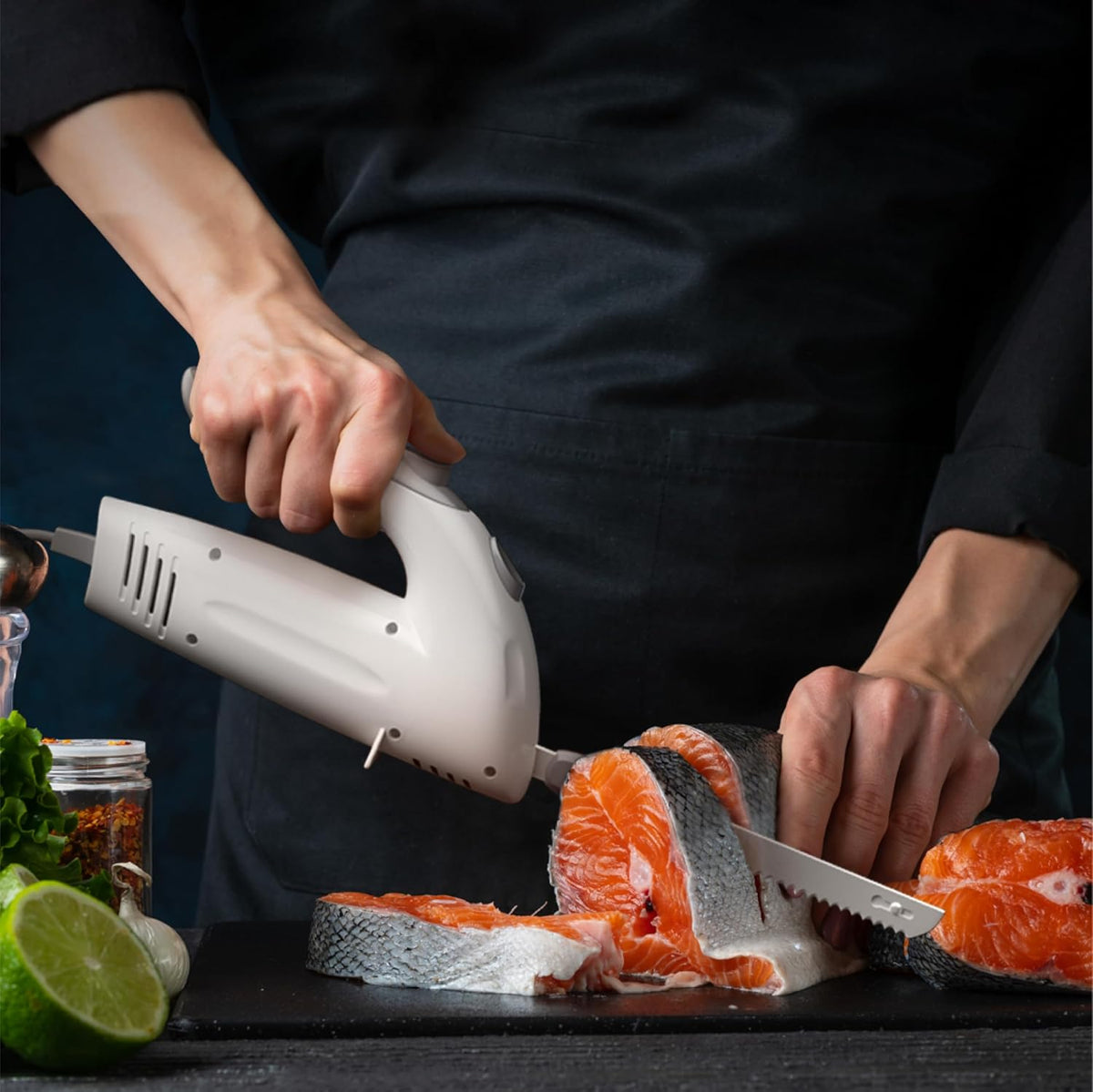 Electric Knife for Meat Slicing, Turkey, Carving Meat, Bread & More | Ergonomic Handle + 2 Carving Reciprocating Stainless Steel Blades and Serving Fork Included, 6 Foot Cord