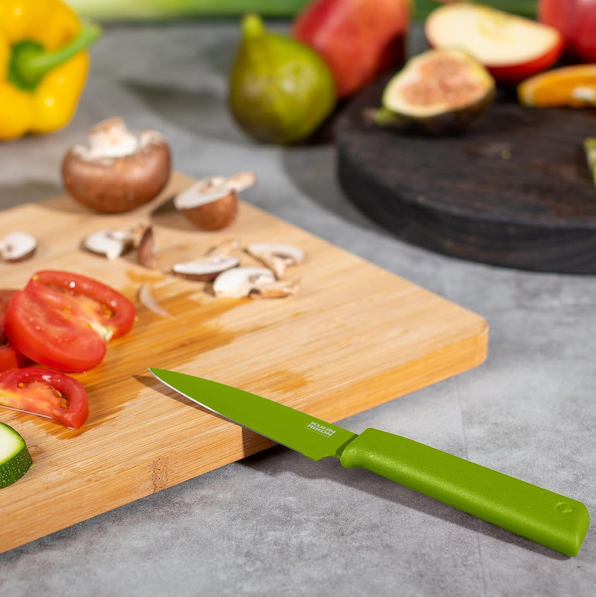 Colori+ Non-Stick Straight Paring Knife with Safety Sheath, 4 inch/10.16 cm Blade, Green