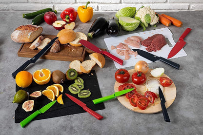 Colori+ Non-Stick Straight Paring Knife with Safety Sheath, 4 inch/10.16 cm Blade, Green