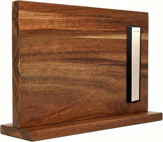 Home Kitchen magnetic knife holder, knife block Set with Sharpening Stone | Solid Thick Wood Construction, Double-Sided Powerful Magnetic Design, Vertical Countertop Multifunctional Knife Storage Stand