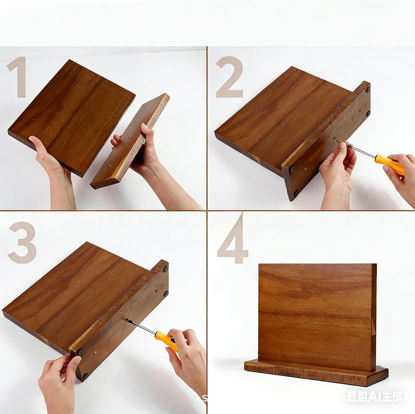 Home Kitchen magnetic knife holder, knife block Set with Sharpening Stone | Solid Thick Wood Construction, Double-Sided Powerful Magnetic Design, Vertical Countertop Multifunctional Knife Storage Stand