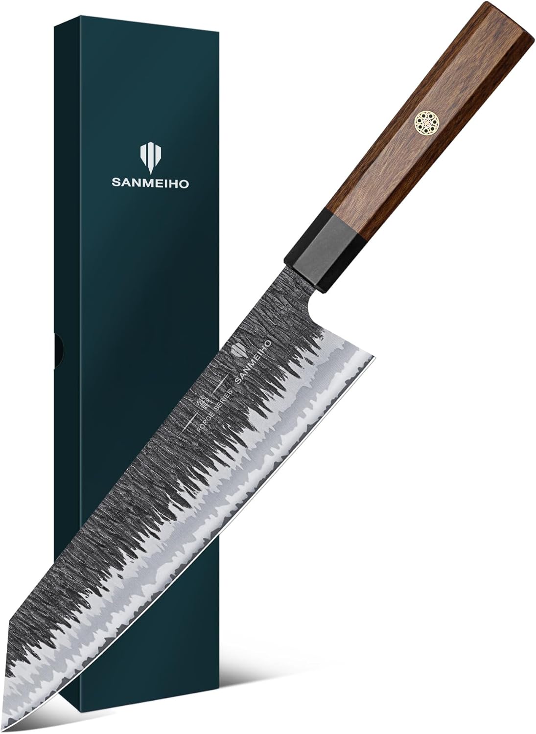 9 Inch Kiritsuke Chef Knife – 9 Layer 10Cr15MoV Steel | 62 HRC Japanese Chef Knife, Hand Forged Kitchen Knife, 12° Razor Sharp Edge, G10 & Rosewood Handle,Sashimi Knives