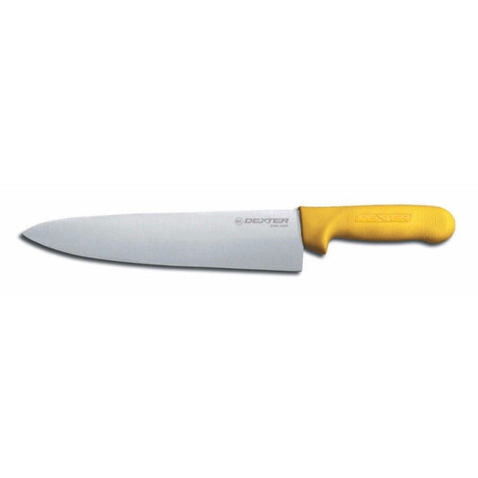 S145-8Y-PCP Chef’s Knife, 8" DEXSTEEL High Carbon Stain-Free Steel Blade, Curved Edge Design, Yellow Textured Polypropylene Handle, NSF Certified, Culinary Kitchen Cook Knife