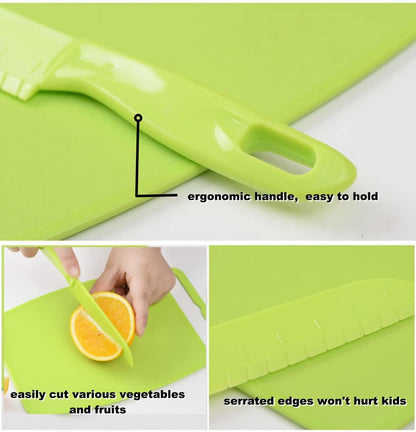 Green Plastic Knife Set – 11" Large and 8.7“ Small Utility Knives Combo for Kitchen, Food Prep & Picnic Use – Lightweight, Reusable, Safe for Kids – BPA-Free, Serrated Plastic Cutter for Fruits &Cake