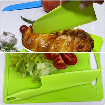 Green Plastic Knife Set – 11" Large and 8.7“ Small Utility Knives Combo for Kitchen, Food Prep & Picnic Use – Lightweight, Reusable, Safe for Kids – BPA-Free, Serrated Plastic Cutter for Fruits &Cake