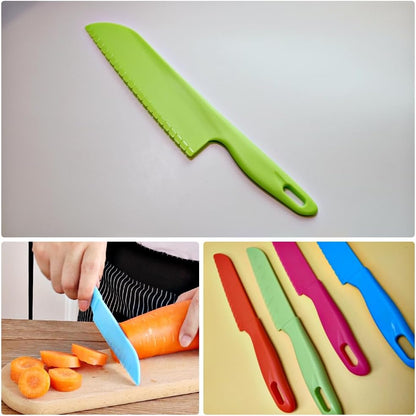 Green Plastic Knife Set – 11" Large and 8.7“ Small Utility Knives Combo for Kitchen, Food Prep & Picnic Use – Lightweight, Reusable, Safe for Kids – BPA-Free, Serrated Plastic Cutter for Fruits &Cake