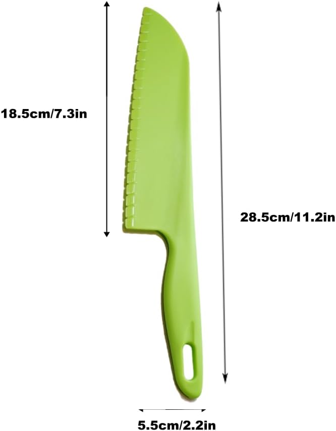 Green Plastic Knife Set – 11" Large and 8.7“ Small Utility Knives Combo for Kitchen, Food Prep & Picnic Use – Lightweight, Reusable, Safe for Kids – BPA-Free, Serrated Plastic Cutter for Fruits &Cake