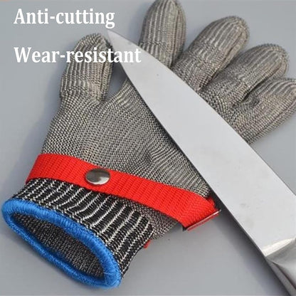 Cut-Resistant Gloves, Chain Mail Gloves, Chef/Butcher/Porter/Carpenter Safety Work Gloves, for Left and Right Hands (Size : 1PCS/XL)