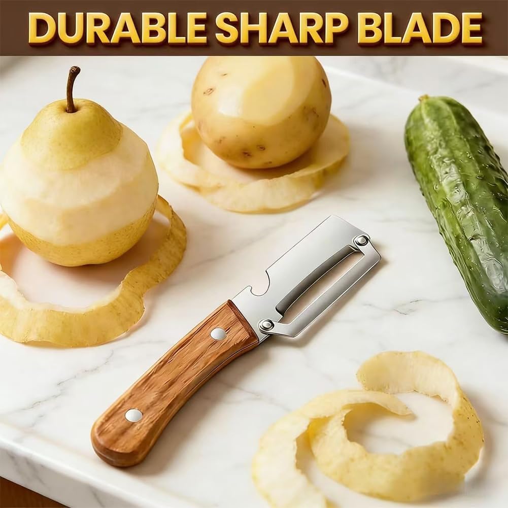 Thickened blade Multifunctional Vegetable Peeler, Multi-Functional Vegetable Peeler for Kitchen, 2-In-1 Stainless Steel Kitchen Tool, for Fruit Veggie, Includes Bottle Opener (1PC)