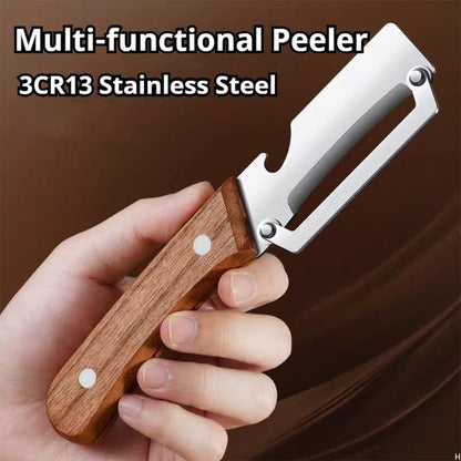 Thickened blade Multifunctional Vegetable Peeler, Multi-Functional Vegetable Peeler for Kitchen, 2-In-1 Stainless Steel Kitchen Tool, for Fruit Veggie, Includes Bottle Opener (1PC)