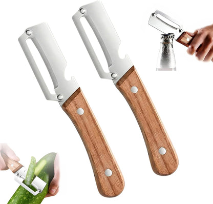 Thickened blade Multifunctional Vegetable Peeler, Multi-Functional Vegetable Peeler for Kitchen, 2-In-1 Stainless Steel Kitchen Tool, for Fruit Veggie, Includes Bottle Opener (1PC)