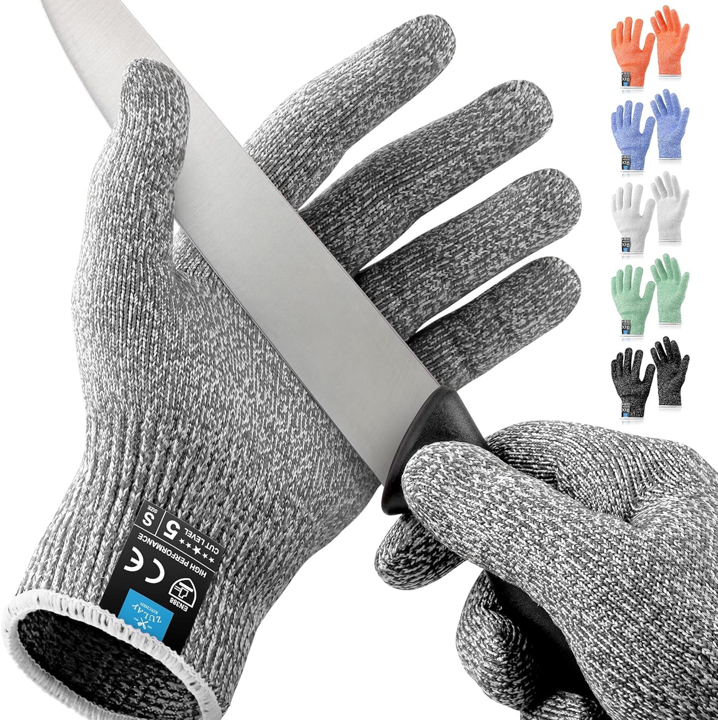 Zulay Cut Resistant Gloves Food Grade Level 5 Protection - Comfortable Safety Cutting Gloves - Cut Resistant Work Gloves