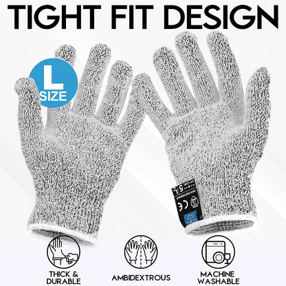 Zulay Cut Resistant Gloves Food Grade Level 5 Protection - Comfortable Safety Cutting Gloves - Cut Resistant Work Gloves