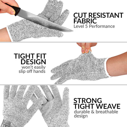 Zulay Cut Resistant Gloves Food Grade Level 5 Protection - Comfortable Safety Cutting Gloves - Cut Resistant Work Gloves