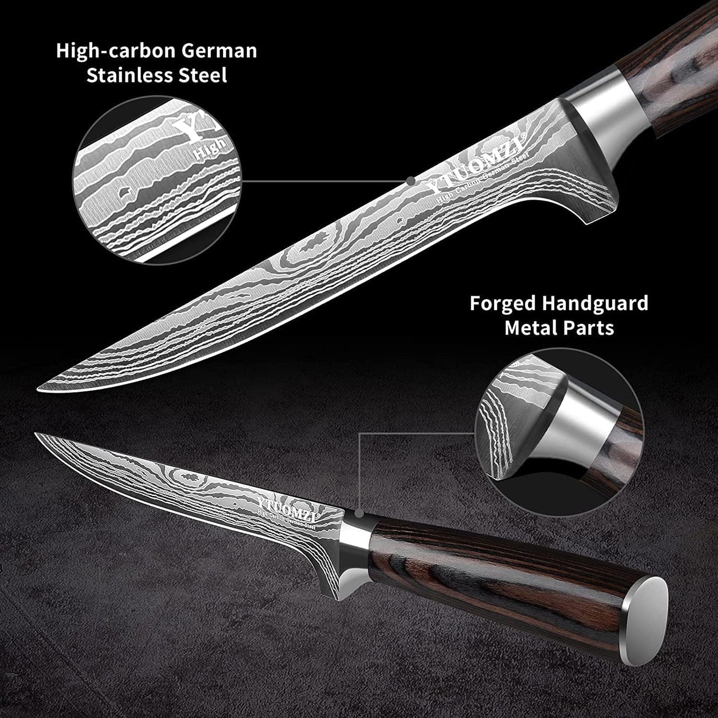 Boning Knife 6-inch High Carbon German Steel Flexible Fillet Knife for Fish – 6" Razor Sharp Deboning Knifves for Meat Poultry Chicken Cutting l Ergonomic Pakkawood Handle, Gift Box