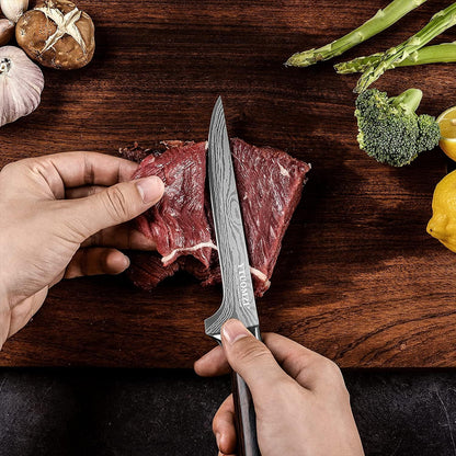 Boning Knife 6-inch High Carbon German Steel Flexible Fillet Knife for Fish – 6" Razor Sharp Deboning Knifves for Meat Poultry Chicken Cutting l Ergonomic Pakkawood Handle, Gift Box