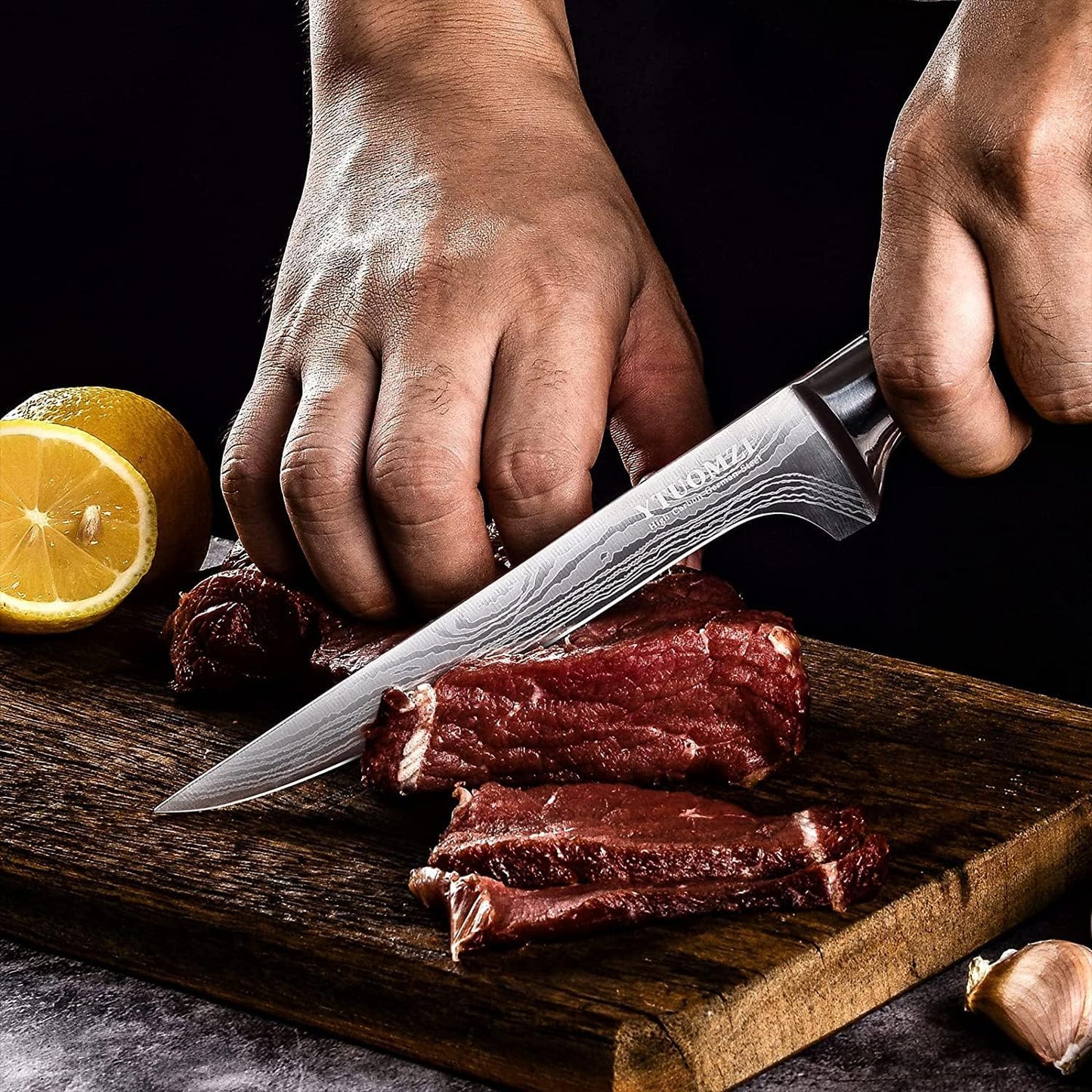 Boning Knife 6-inch High Carbon German Steel Flexible Fillet Knife for Fish – 6" Razor Sharp Deboning Knifves for Meat Poultry Chicken Cutting l Ergonomic Pakkawood Handle, Gift Box