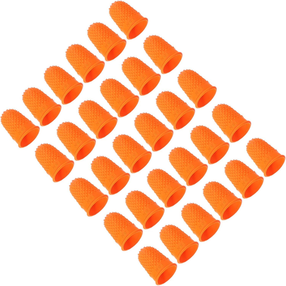 Rubber Finger Tips, 30 Pack Silicone Thumb Fingertip Protector Finger Cots Covers Guard Pads Thimble Grips for Office Counting Sewing, Orange M Size