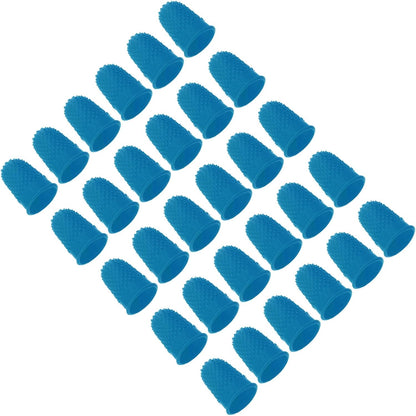 Rubber Finger Tips, 30 Pack Silicone Thumb Fingertip Protector Finger Cots Covers Guard Pads Thimble Grips for Office Counting Sewing, Orange M Size