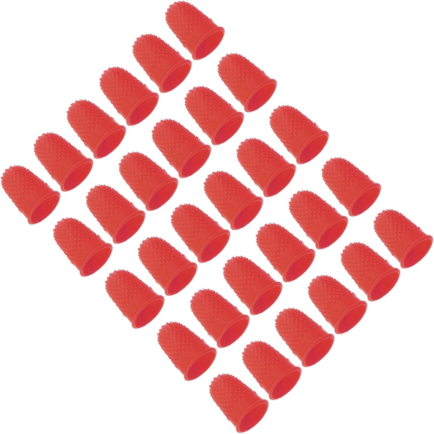 Rubber Finger Tips, 30 Pack Silicone Thumb Fingertip Protector Finger Cots Covers Guard Pads Thimble Grips for Office Counting Sewing, Orange M Size