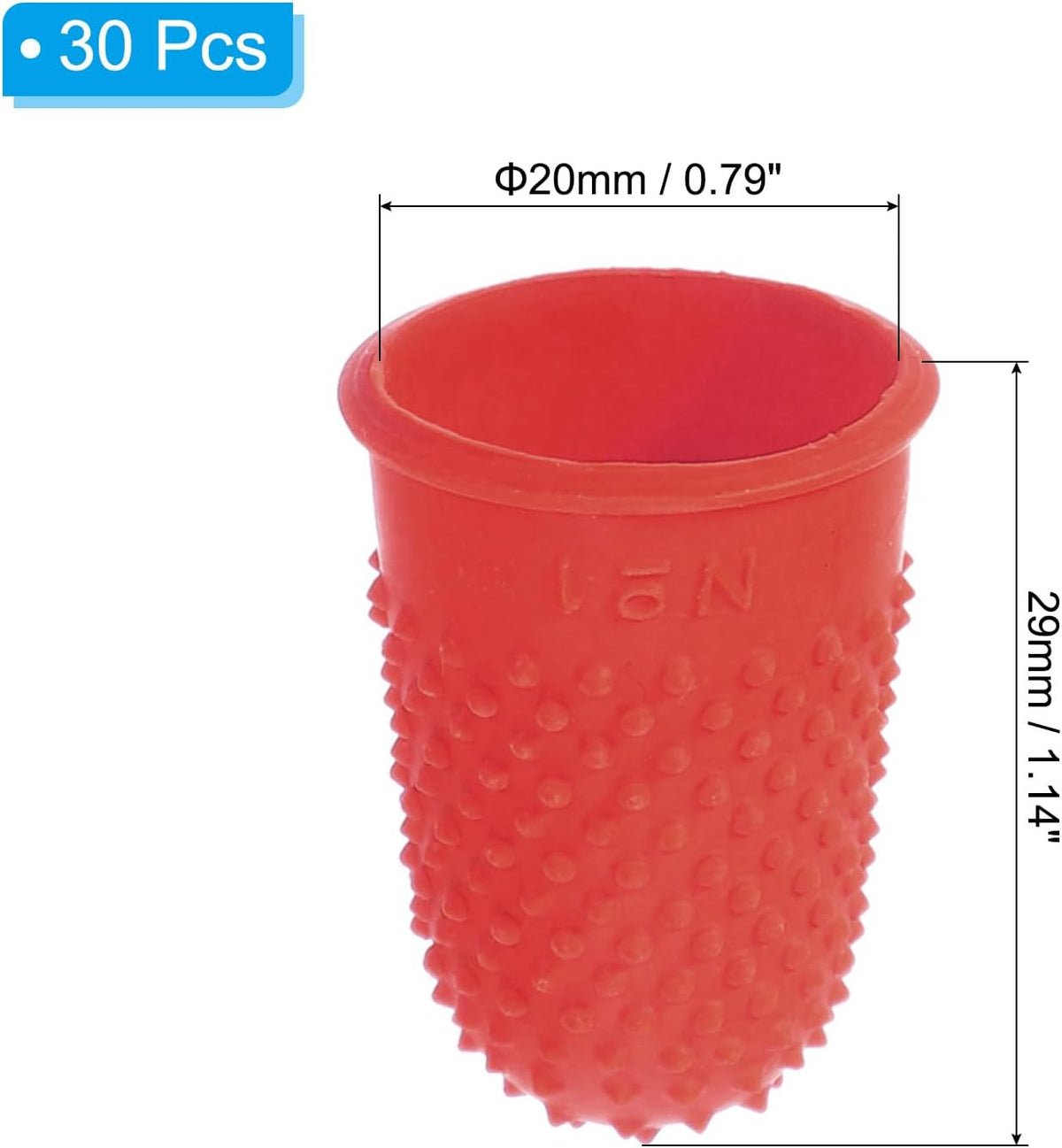 Rubber Finger Tips, 30 Pack Silicone Thumb Fingertip Protector Finger Cots Covers Guard Pads Thimble Grips for Office Counting Sewing, Orange M Size
