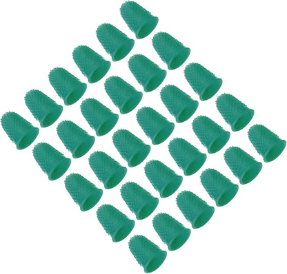 Rubber Finger Tips, 30 Pack Silicone Thumb Fingertip Protector Finger Cots Covers Guard Pads Thimble Grips for Office Counting Sewing, Orange M Size