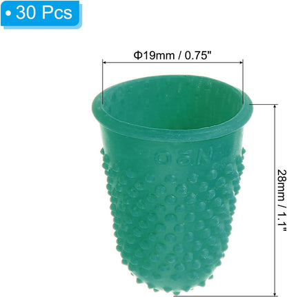 Rubber Finger Tips, 30 Pack Silicone Thumb Fingertip Protector Finger Cots Covers Guard Pads Thimble Grips for Office Counting Sewing, Orange M Size