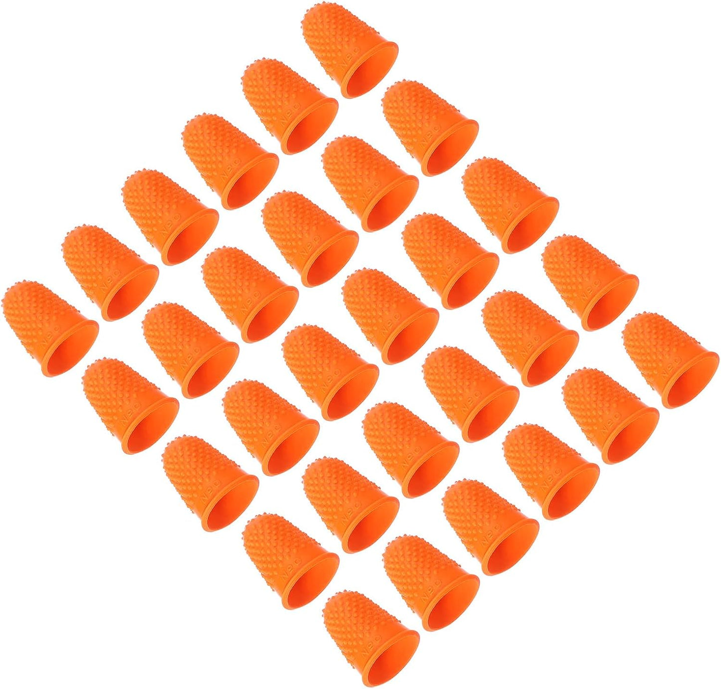Rubber Finger Tips, 30 Pack Silicone Thumb Fingertip Protector Finger Cots Covers Guard Pads Thimble Grips for Office Counting Sewing, Orange M Size