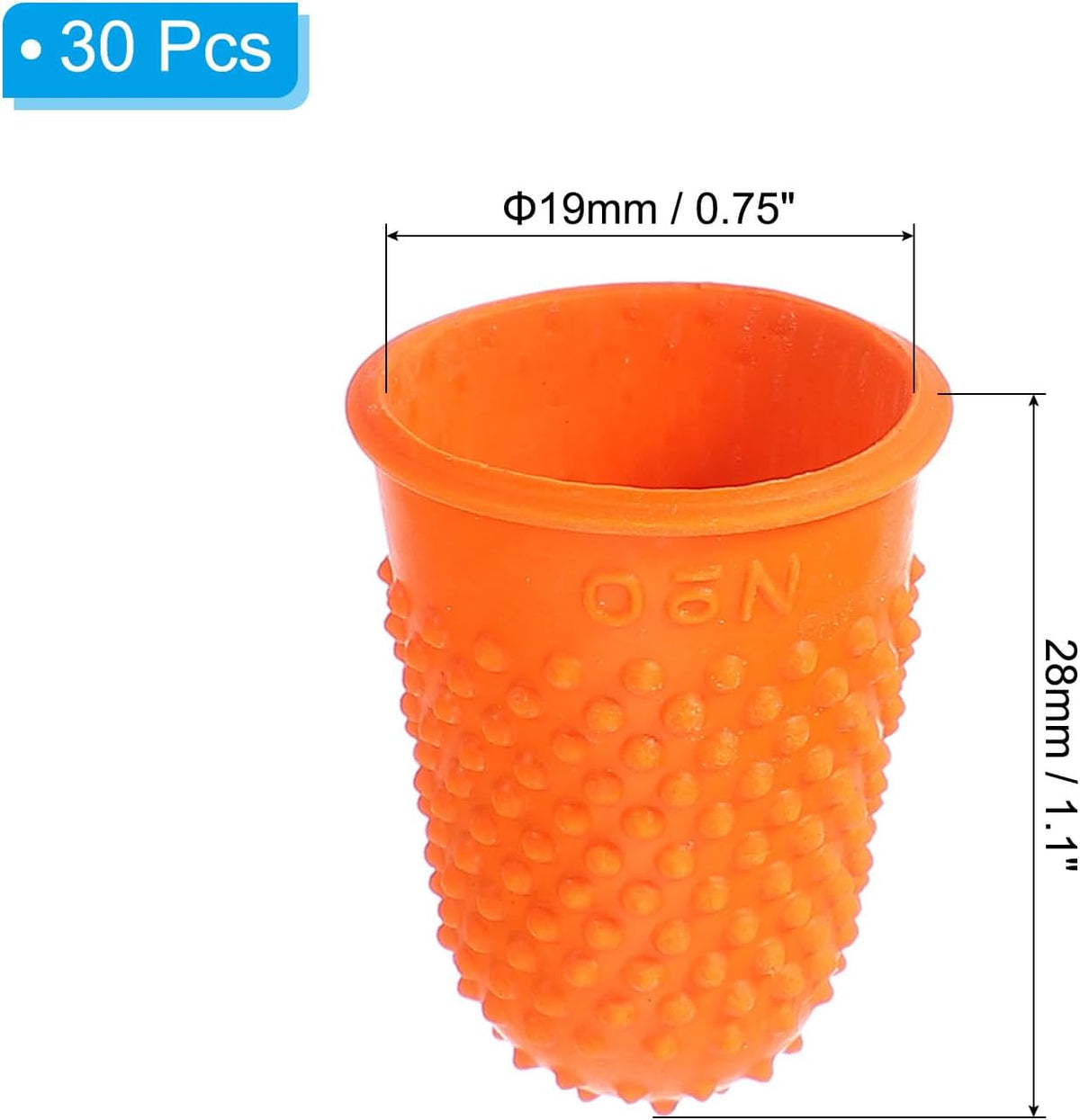Rubber Finger Tips, 30 Pack Silicone Thumb Fingertip Protector Finger Cots Covers Guard Pads Thimble Grips for Office Counting Sewing, Orange M Size