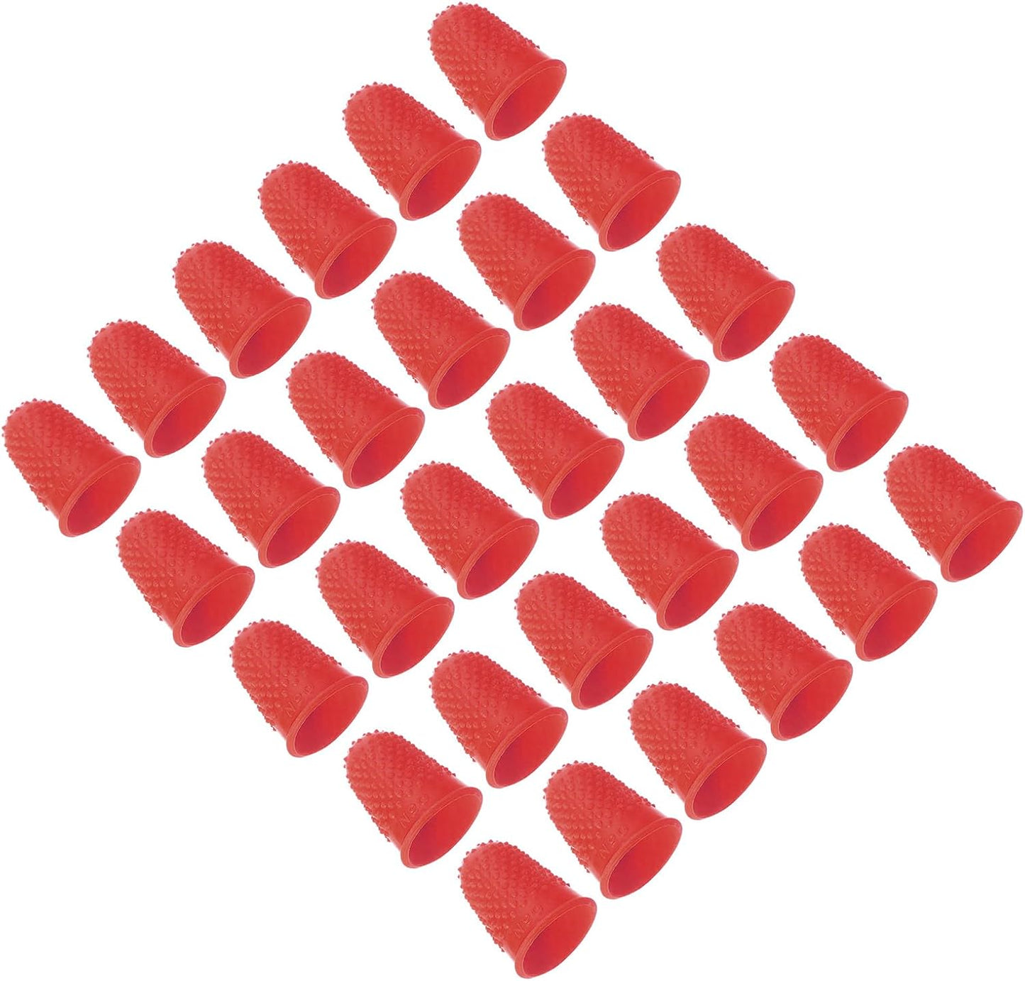 Rubber Finger Tips, 30 Pack Silicone Thumb Fingertip Protector Finger Cots Covers Guard Pads Thimble Grips for Office Counting Sewing, Orange M Size