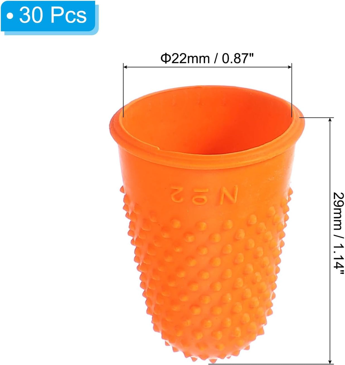 Rubber Finger Tips, 30 Pack Silicone Thumb Fingertip Protector Finger Cots Covers Guard Pads Thimble Grips for Office Counting Sewing, Orange M Size
