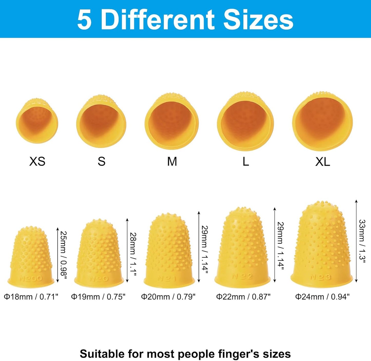 Rubber Finger Tips, 30 Pack Silicone Thumb Fingertip Protector Finger Cots Covers Guard Pads Thimble Grips for Office Counting Sewing, Orange M Size