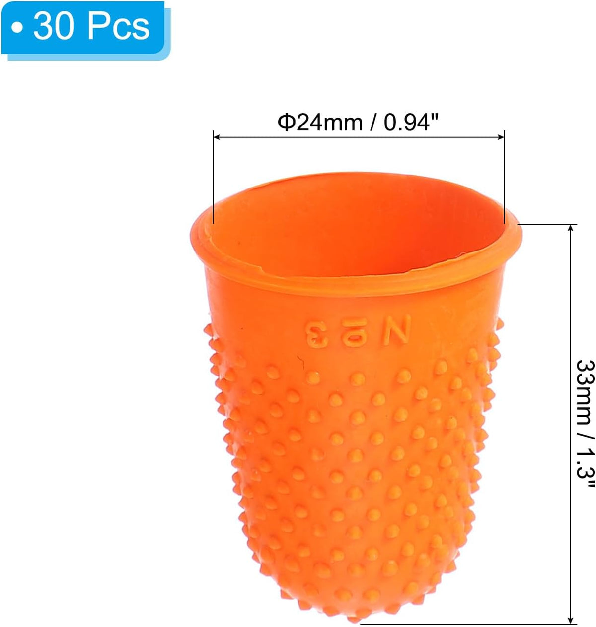 Rubber Finger Tips, 30 Pack Silicone Thumb Fingertip Protector Finger Cots Covers Guard Pads Thimble Grips for Office Counting Sewing, Orange M Size