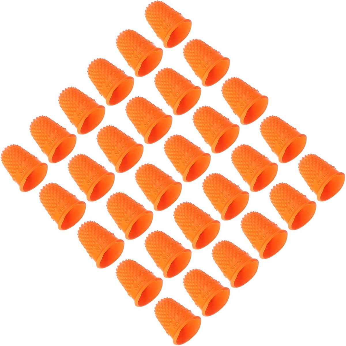 Rubber Finger Tips, 30 Pack Silicone Thumb Fingertip Protector Finger Cots Covers Guard Pads Thimble Grips for Office Counting Sewing, Orange M Size