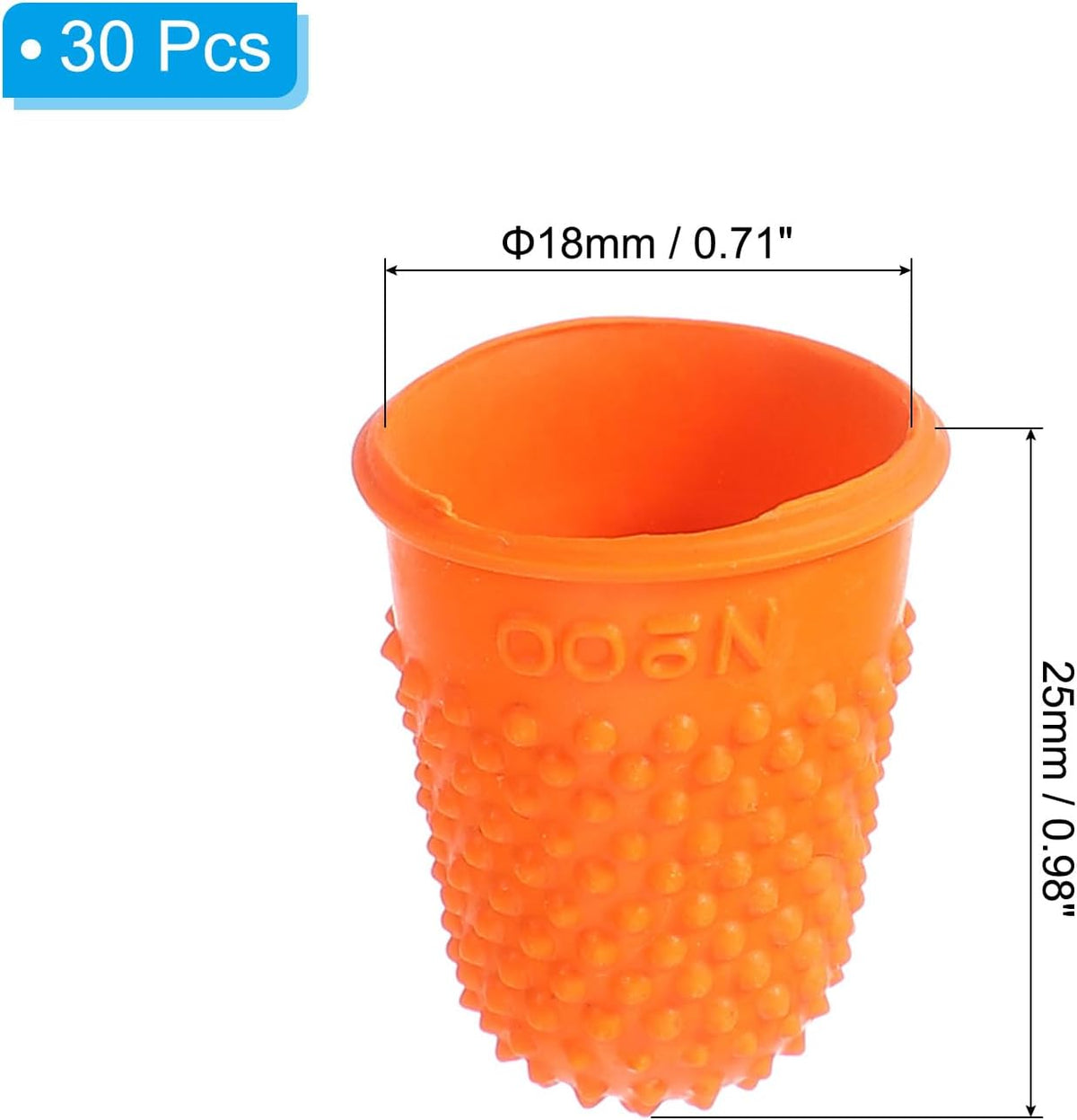 Rubber Finger Tips, 30 Pack Silicone Thumb Fingertip Protector Finger Cots Covers Guard Pads Thimble Grips for Office Counting Sewing, Orange M Size