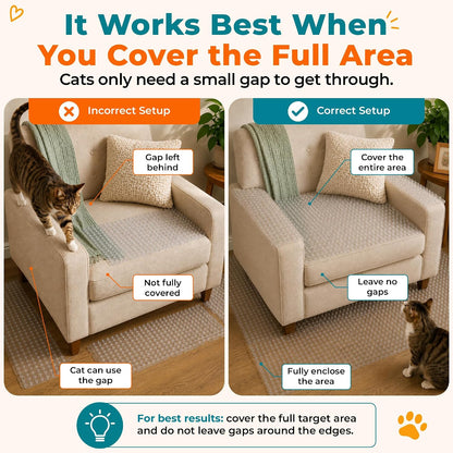 Cat Deterrent at Home - Pack of 6 Pet Deterrent Mats for Cats and Dogs - Indoor and Outdoor Spike Mats for Pet Training - Durable, Lightweight, Cut-to-Size Design - White, 16.5 x 13.2 Inches