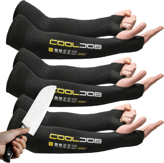 3 Pairs 14/18in A4 Cut Resistant Sleeves with Thumb Hole, UV Sun Protection Arm Sleeves for Thin Skin Farmer Gardener