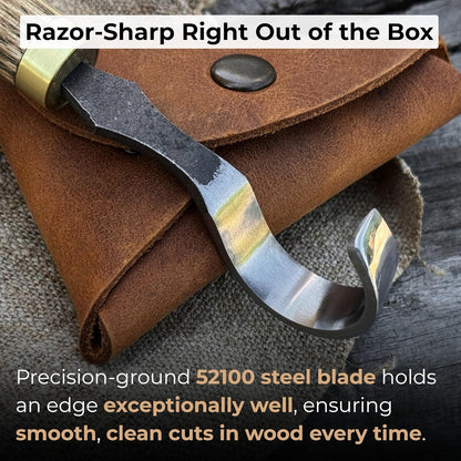 Sharky Spoon Carving Hook Knife 1.2 In (3 cm) Blade | Curved wood carving knife for spoon and bowl making, hand-forged carbon steel with ash handle (3, Ounces)