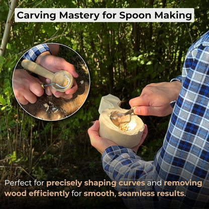 Sharky Spoon Carving Hook Knife 1.2 In (3 cm) Blade | Curved wood carving knife for spoon and bowl making, hand-forged carbon steel with ash handle (3, Ounces)