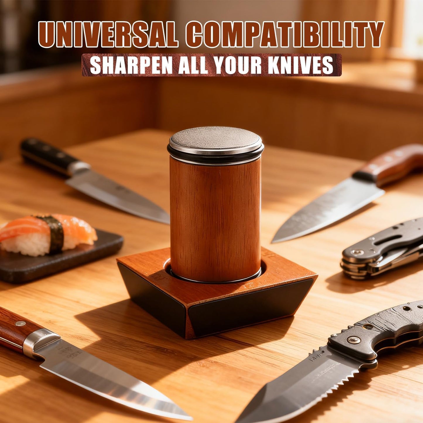 Knife Sharpener Tool, Rolling Knife Sharpener Kit, Knife Sharpening with Diamonds and Ceramic for Steel of Any Hardness, Kitchen knife Sharpener with Degree Magnetic Angle (knife sharpener)