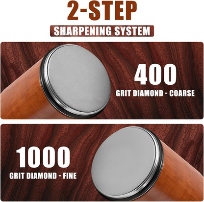 Knife Sharpener Tool, Rolling Knife Sharpener Kit, Knife Sharpening with Diamonds and Ceramic for Steel of Any Hardness, Kitchen knife Sharpener with Degree Magnetic Angle (knife sharpener)