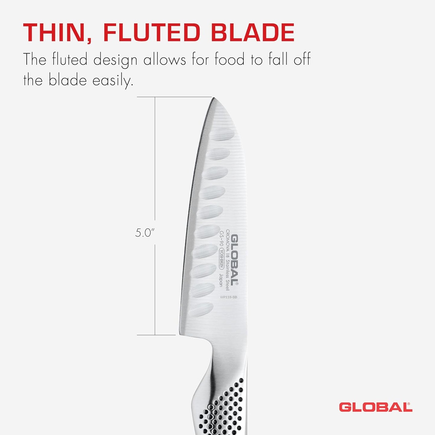 Global GS 90 5" Hollow Ground Santoku Knife GS 90
