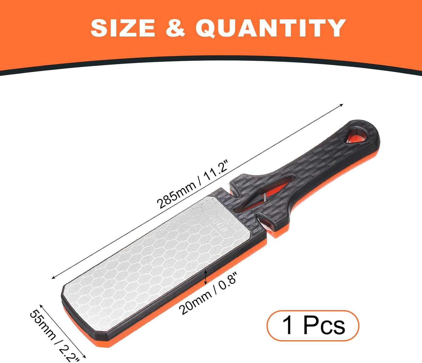 400/1000 Grit Handheld Diamond Sharpening Stone Double-Sided Whetstone 5-In-1 Sharpener Tool with Ceramic and Tungsten Steel Scissor Slot for Kitchen, Black Red