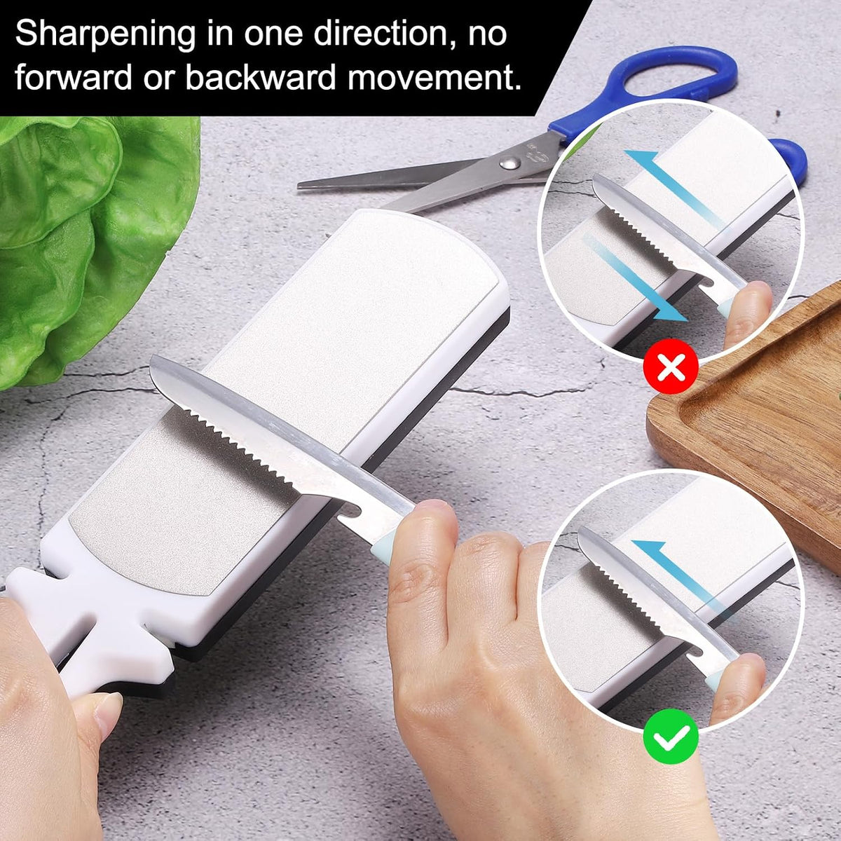 400/1000 Grit Handheld Diamond Sharpening Stone Double-Sided Whetstone 5-In-1 Sharpener Tool with Ceramic and Tungsten Steel Scissor Slot for Kitchen, Black Red