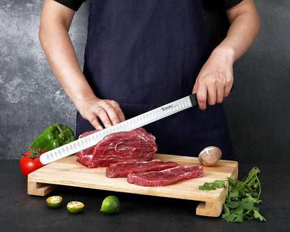 10 Inch Carving Knife and 9 Inch Fork Set – Razor Sharp Stainless Steel Blade with Full Tang Grip Handle, Granton Edge for Smoked Brisket, Turkey, BBQ Meat and Roast